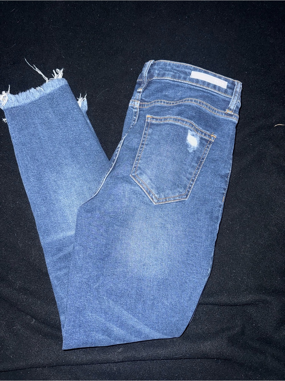 Cello Blue Skinny Jeans with Frayed Hem